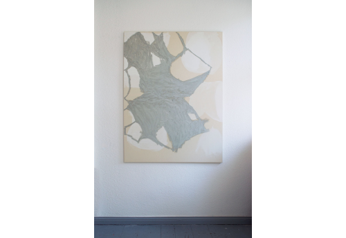 Untitled (cadmium/silver/white)