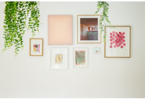 Etude, vert sur fond rouge