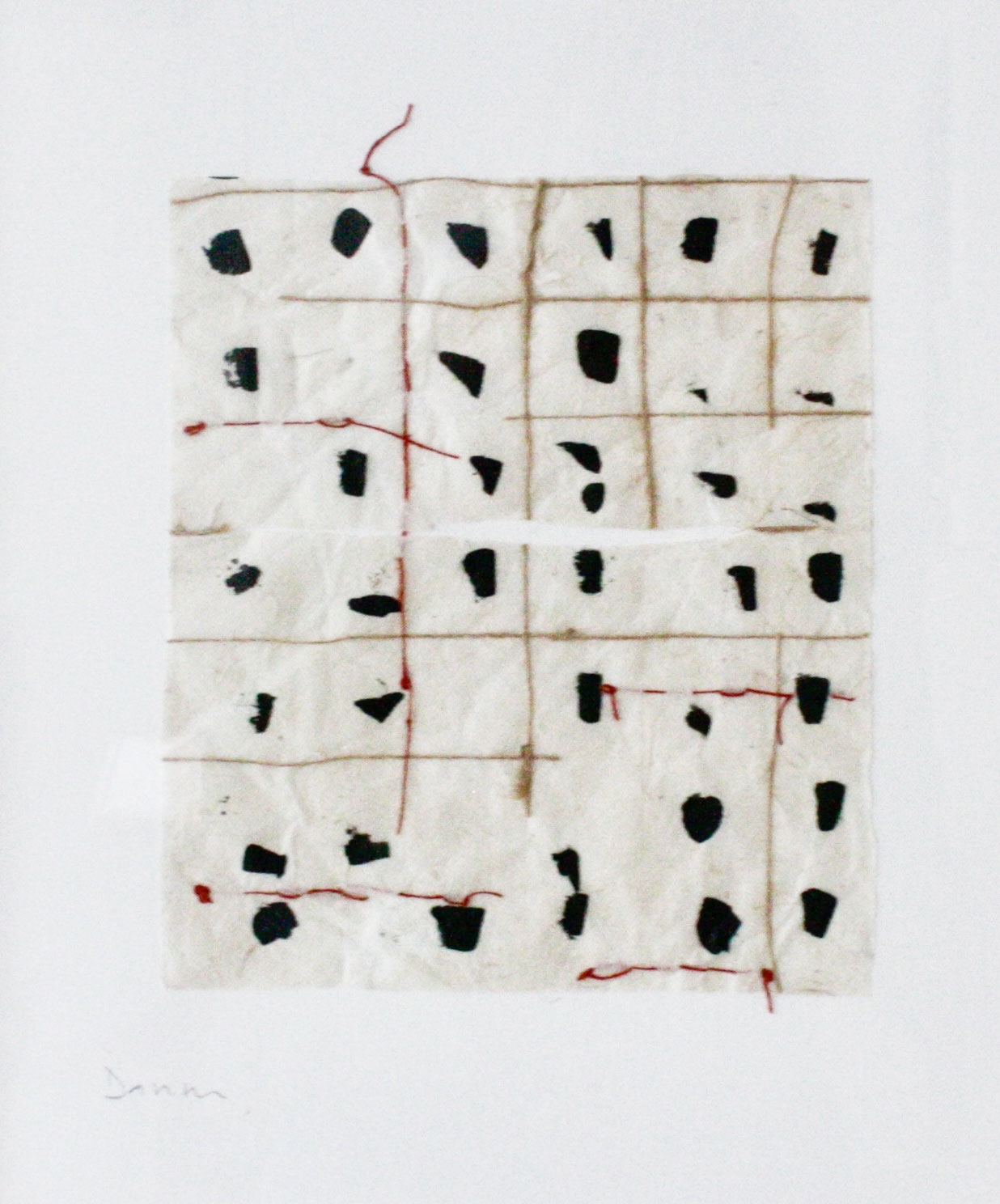 Lokta noir et couture fils rouge et files de chanvre