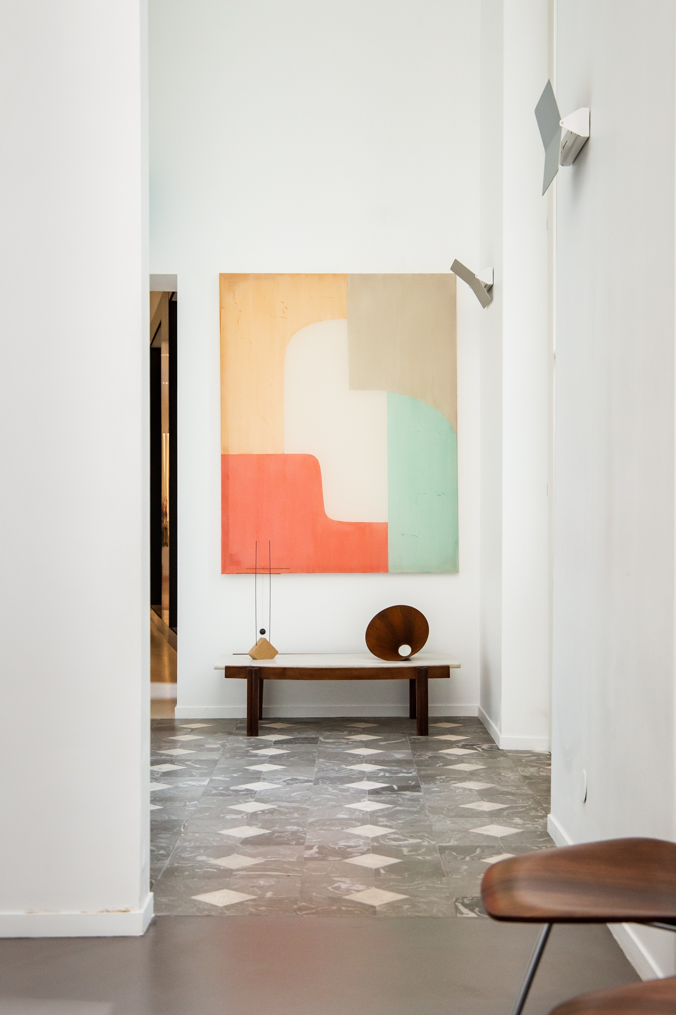 Arches and bowes - Composition of Cemento, blue opal, burned orange light, blood orange