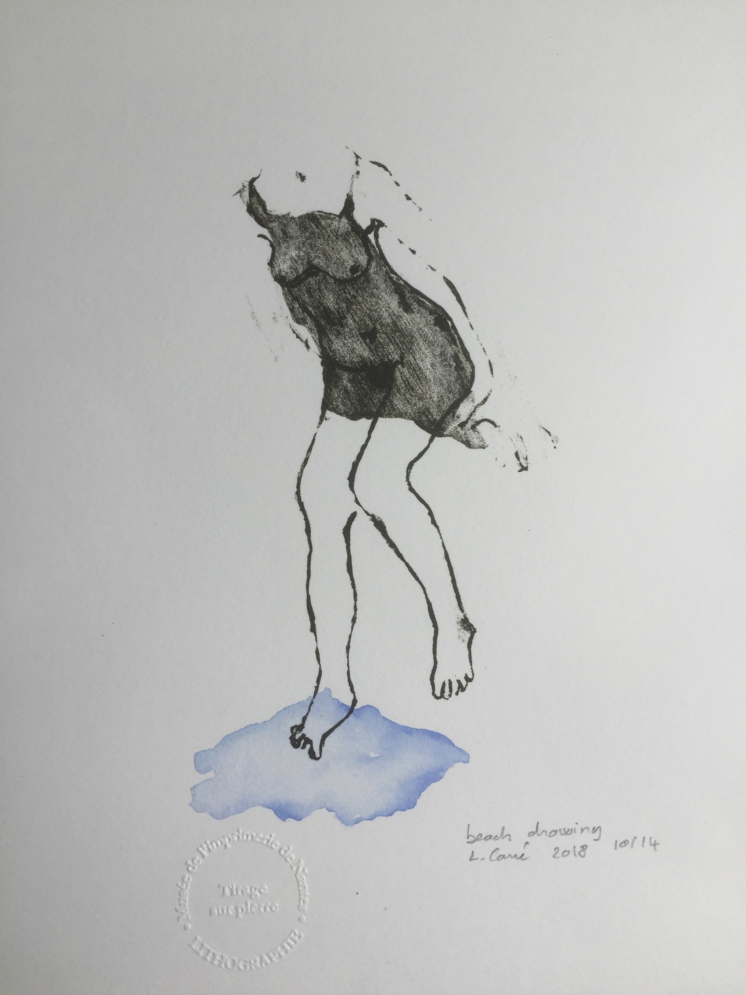 Beach drawing Artworks on paper Laure Carré Zeuxis