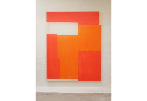 Patchwork composition orange , scarlet red