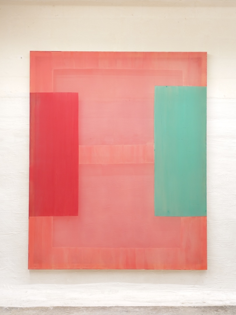 Dark cherry and green on blood orange