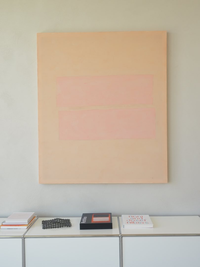 Pink stripes , skin tone over pink
