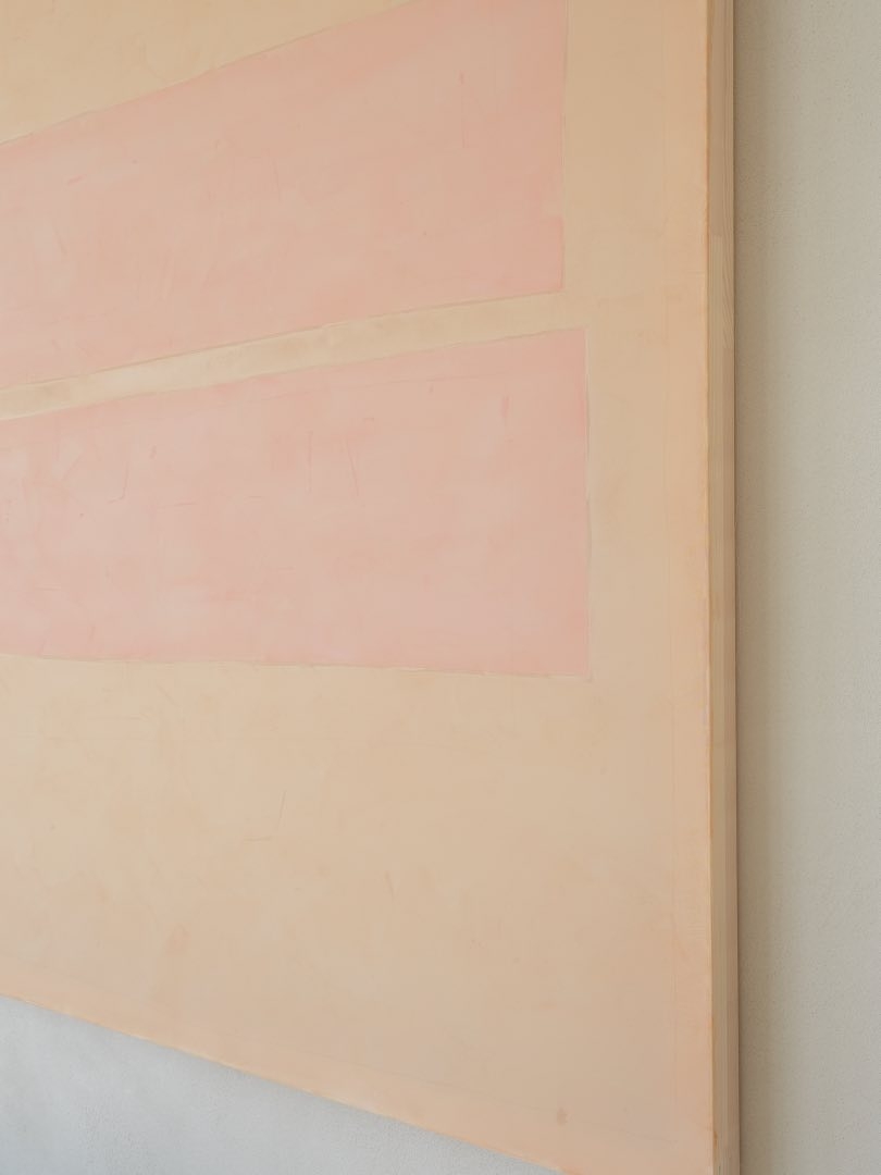 Pink stripes , skin tone over pink