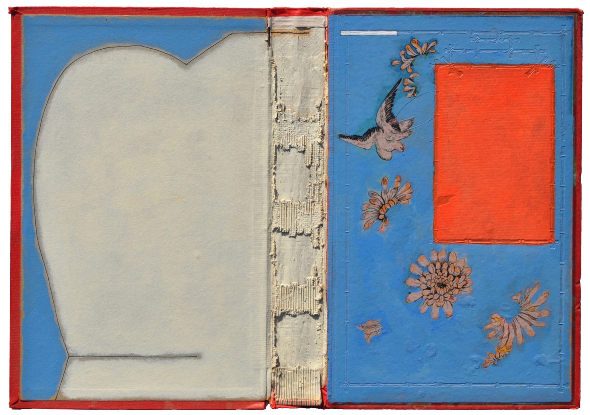 Livre ouvert - Bleu clair et rouge - La colombe