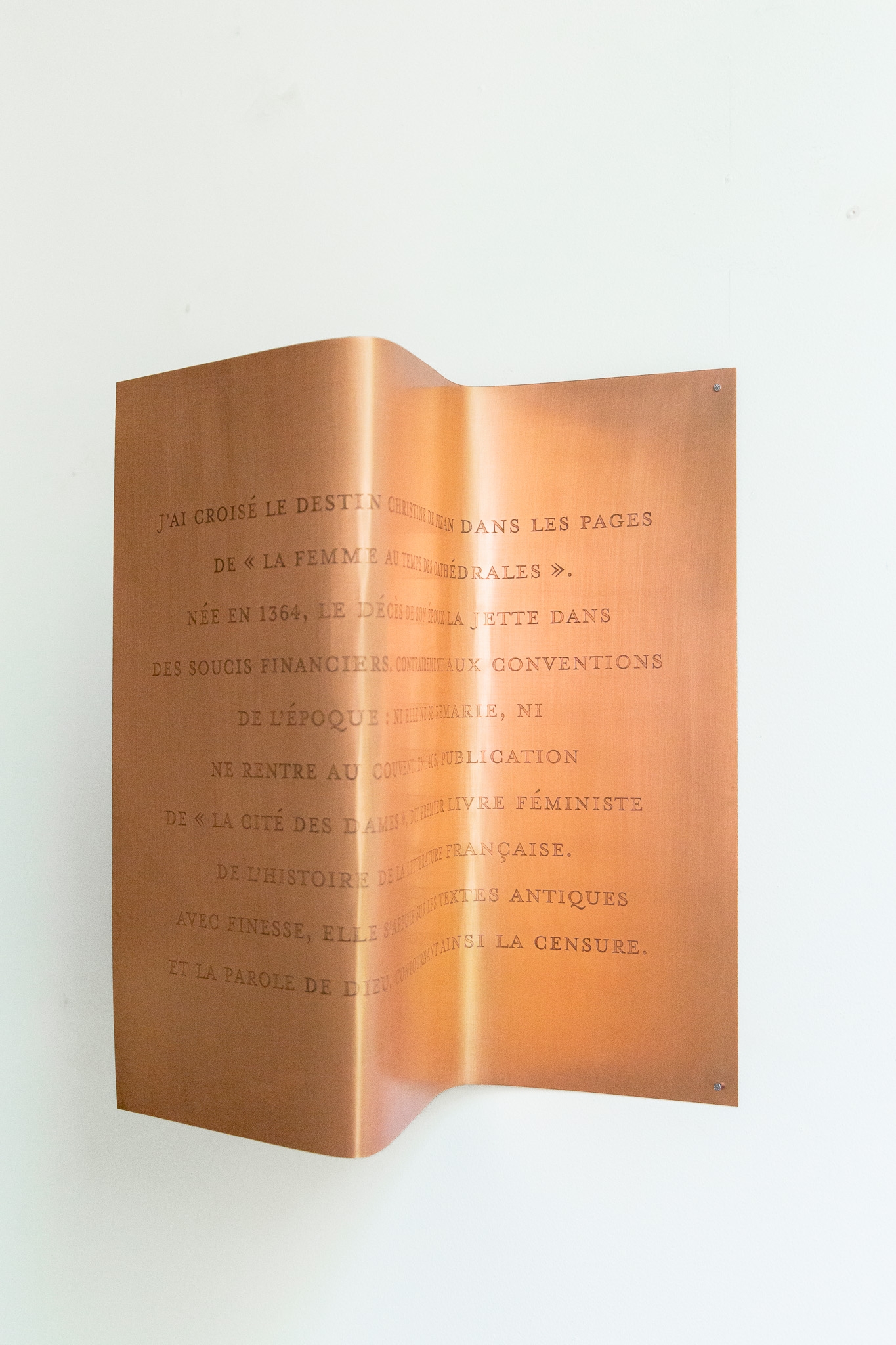 Plaque cuivre portrait : Christine de Pizan