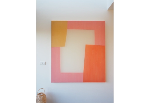 Enigma series, pink, yellow, ochre