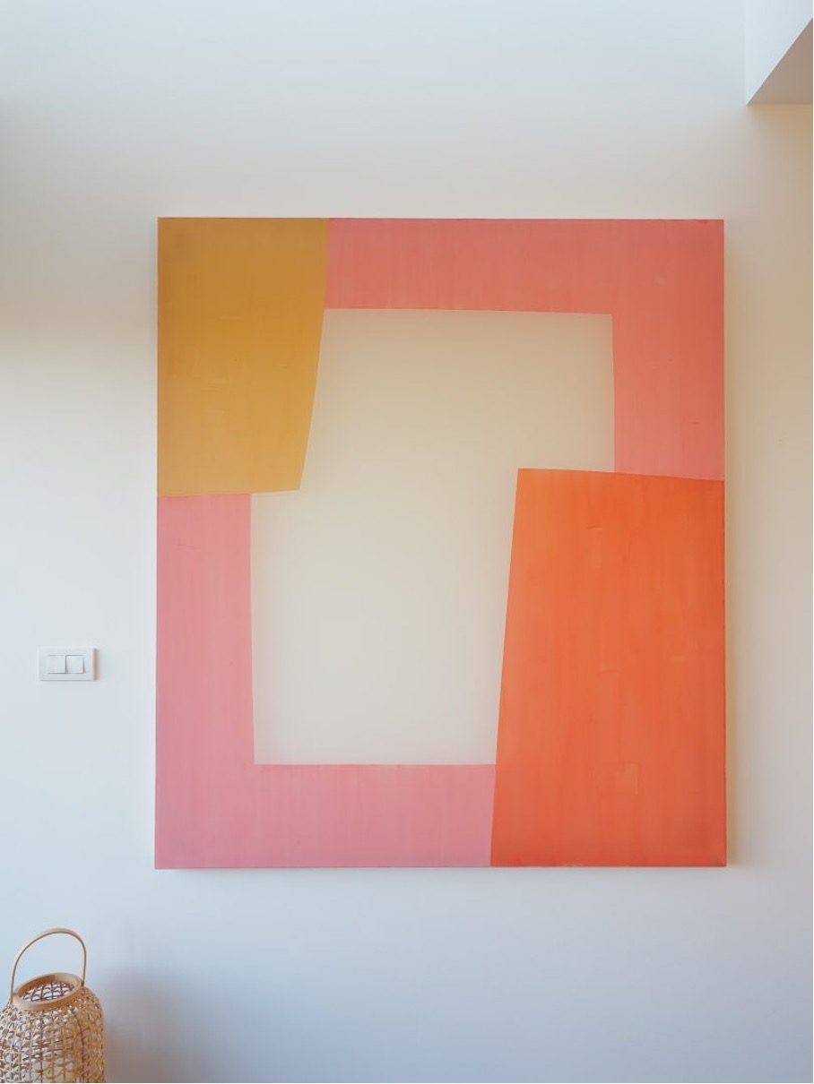 Enigma series, pink, yellow, ochre