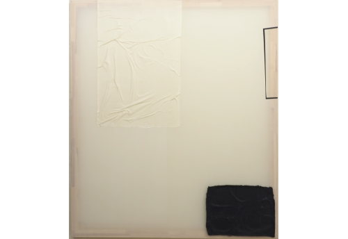 Composition of Indigo dyed paper, Ecru paper, tape