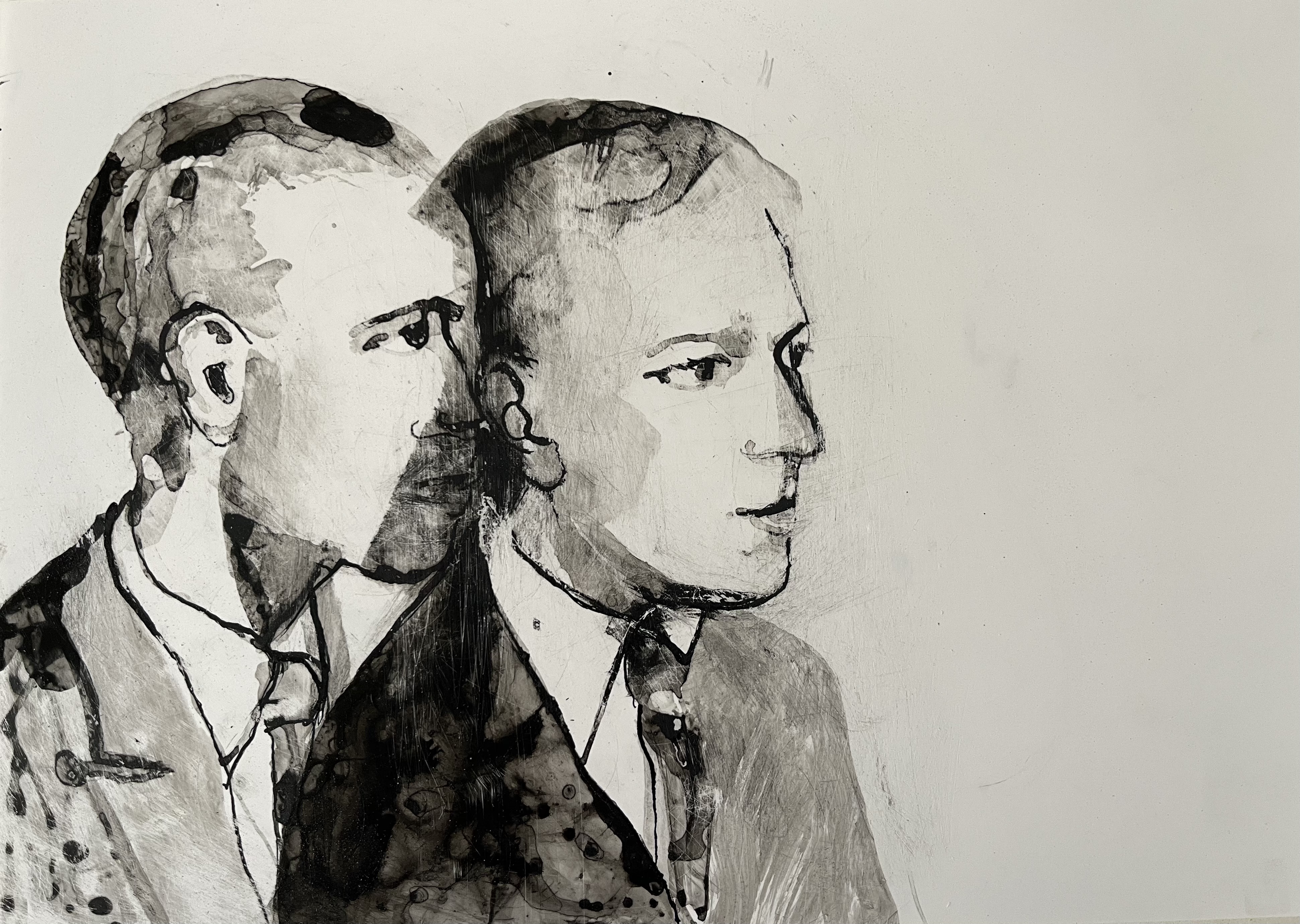 Louis Aragon et André Breton d'après une photo de Man Ray