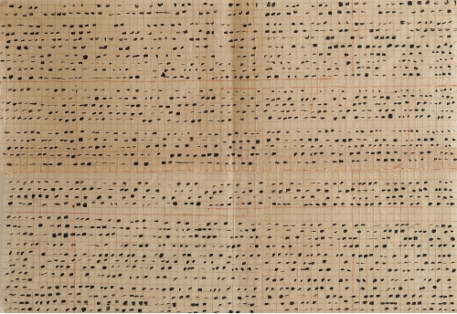 Écriture asémique - encre noir et fils rouge