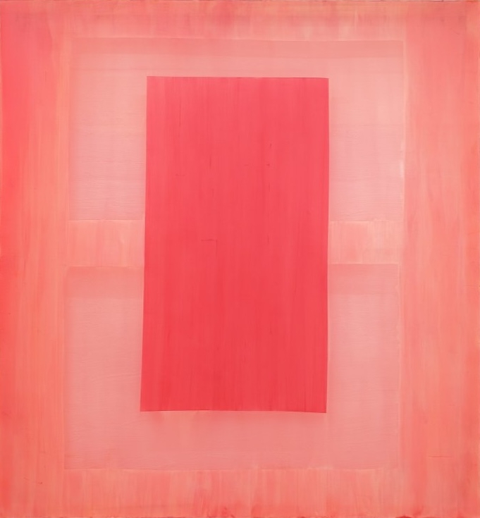 Vertical composition cherry red on blood orange