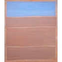 Horizontal composition blue, brown, blue on brown
