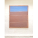 Horizontal composition blue, brown, blue on brown