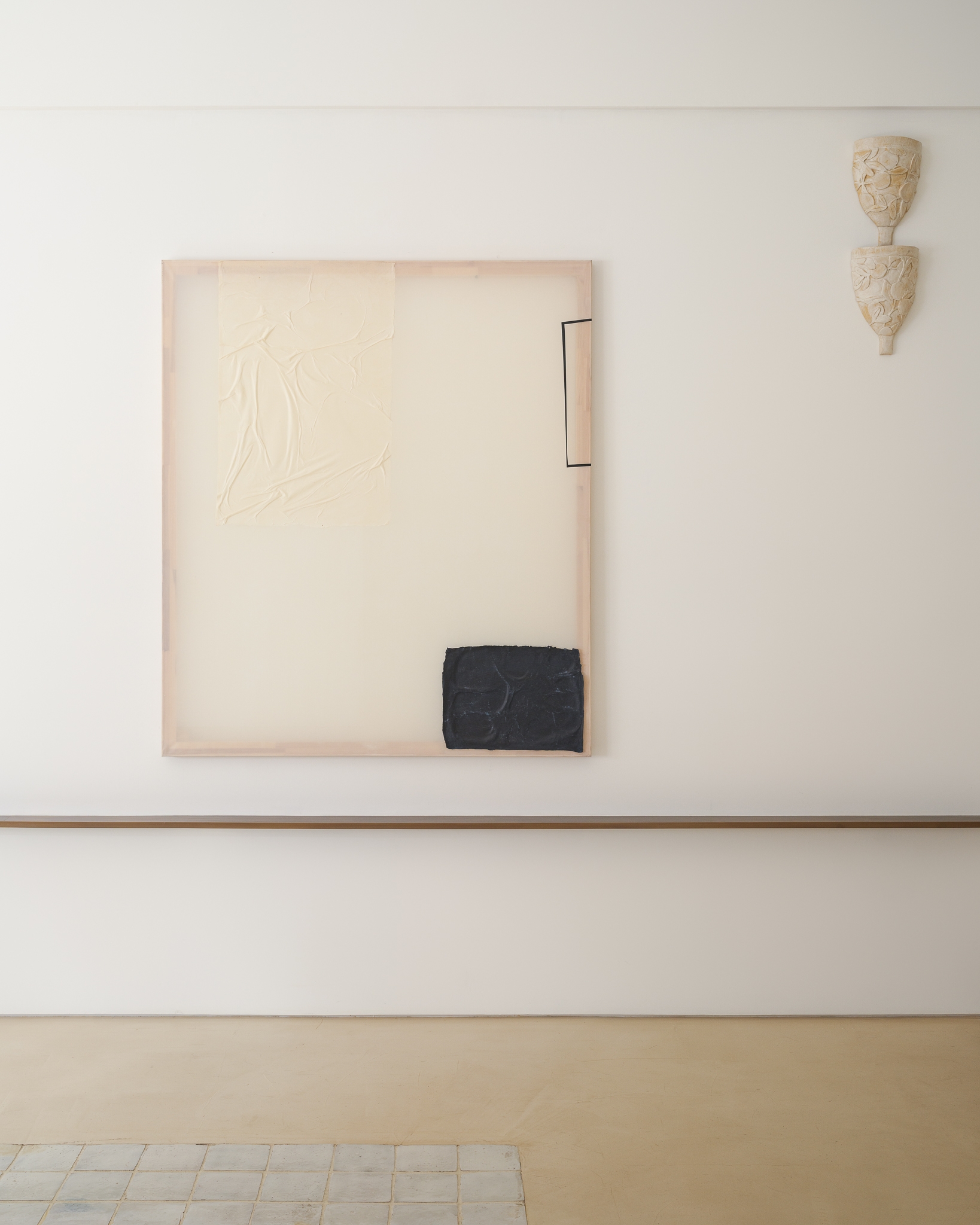 Composition of Indigo dyed paper, Ecru paper, tape