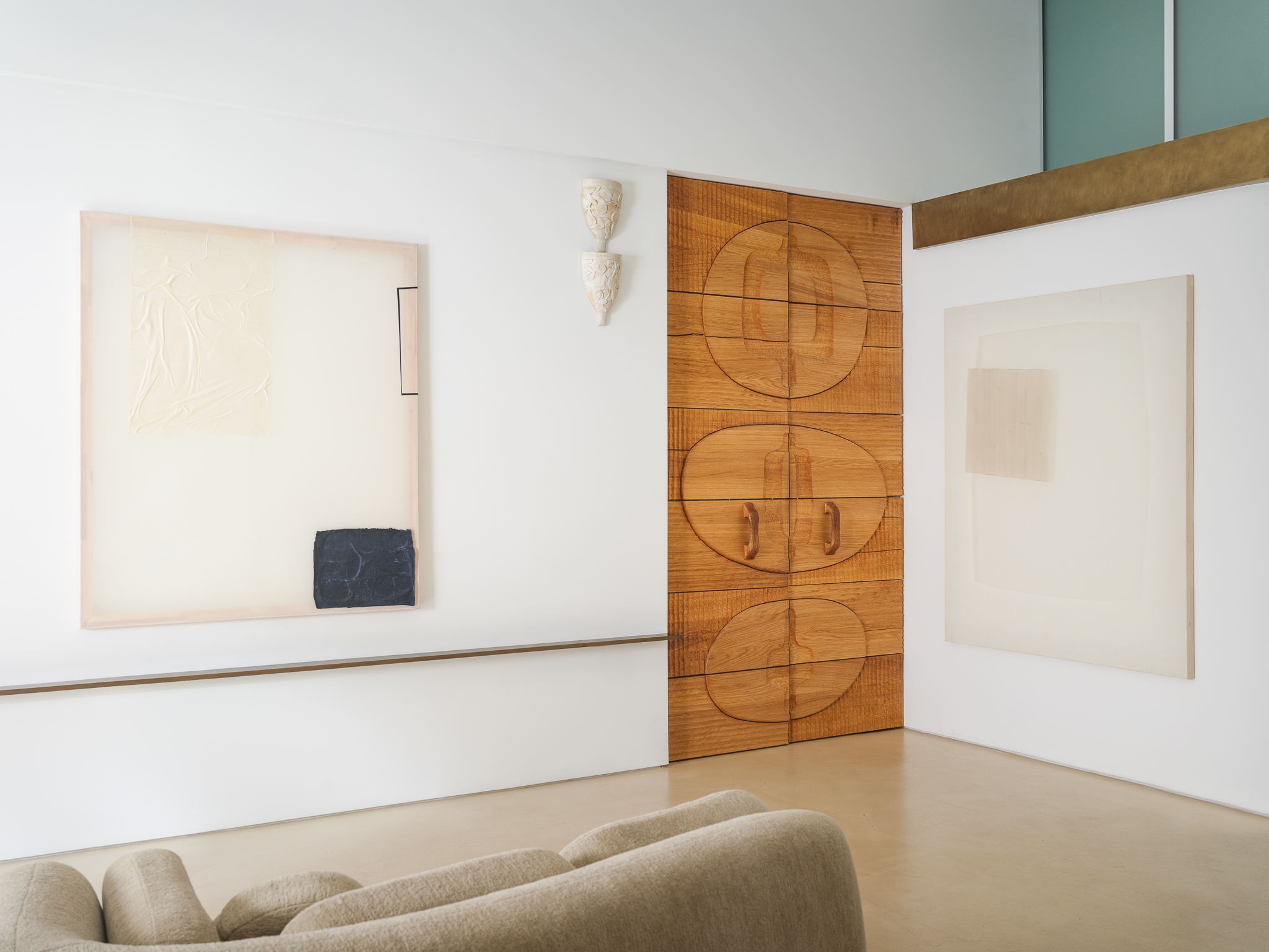 Composition of Indigo dyed paper, Ecru paper, tape