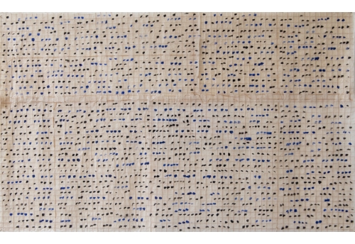 Écriture asémique - encre noire et bleue 1