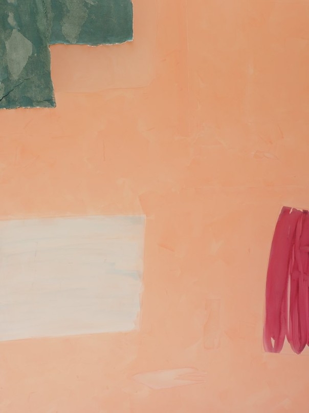 "Cento Moduli" peach, ice blue, burgundy red