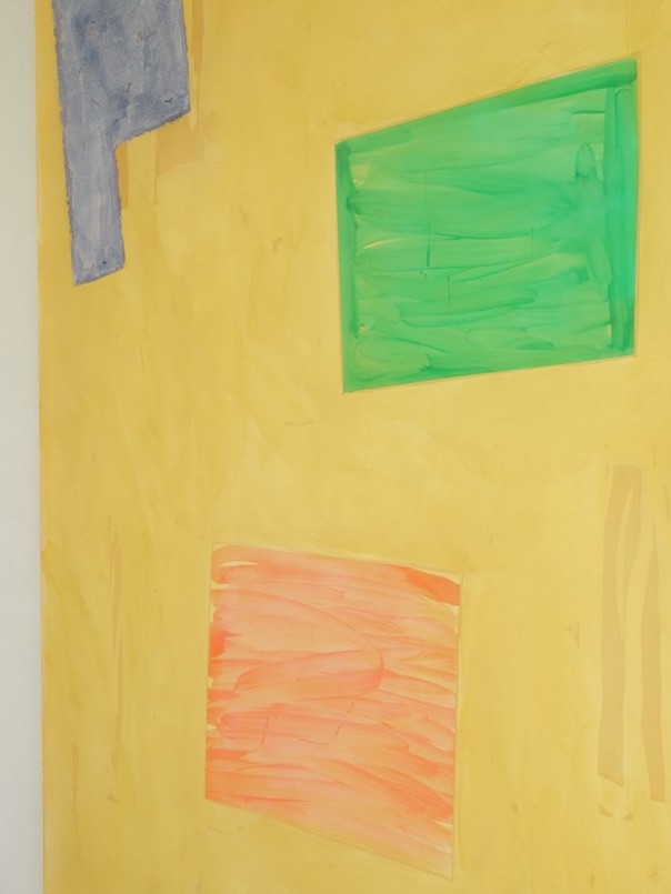 "Cento Moduli" yellow, denim blue, green, coral