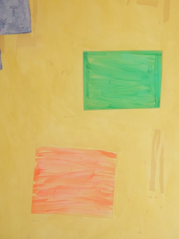 "Cento Moduli" yellow, denim blue, green, coral