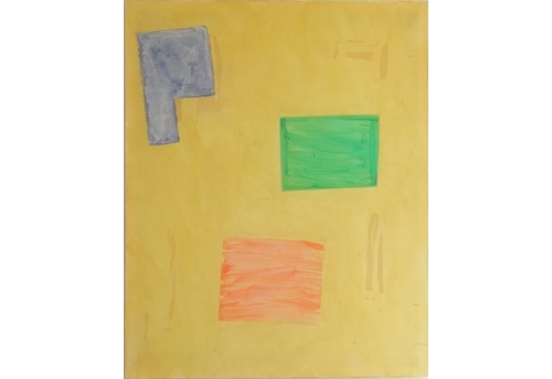 "Cento Moduli" yellow, denim blue, green, coral