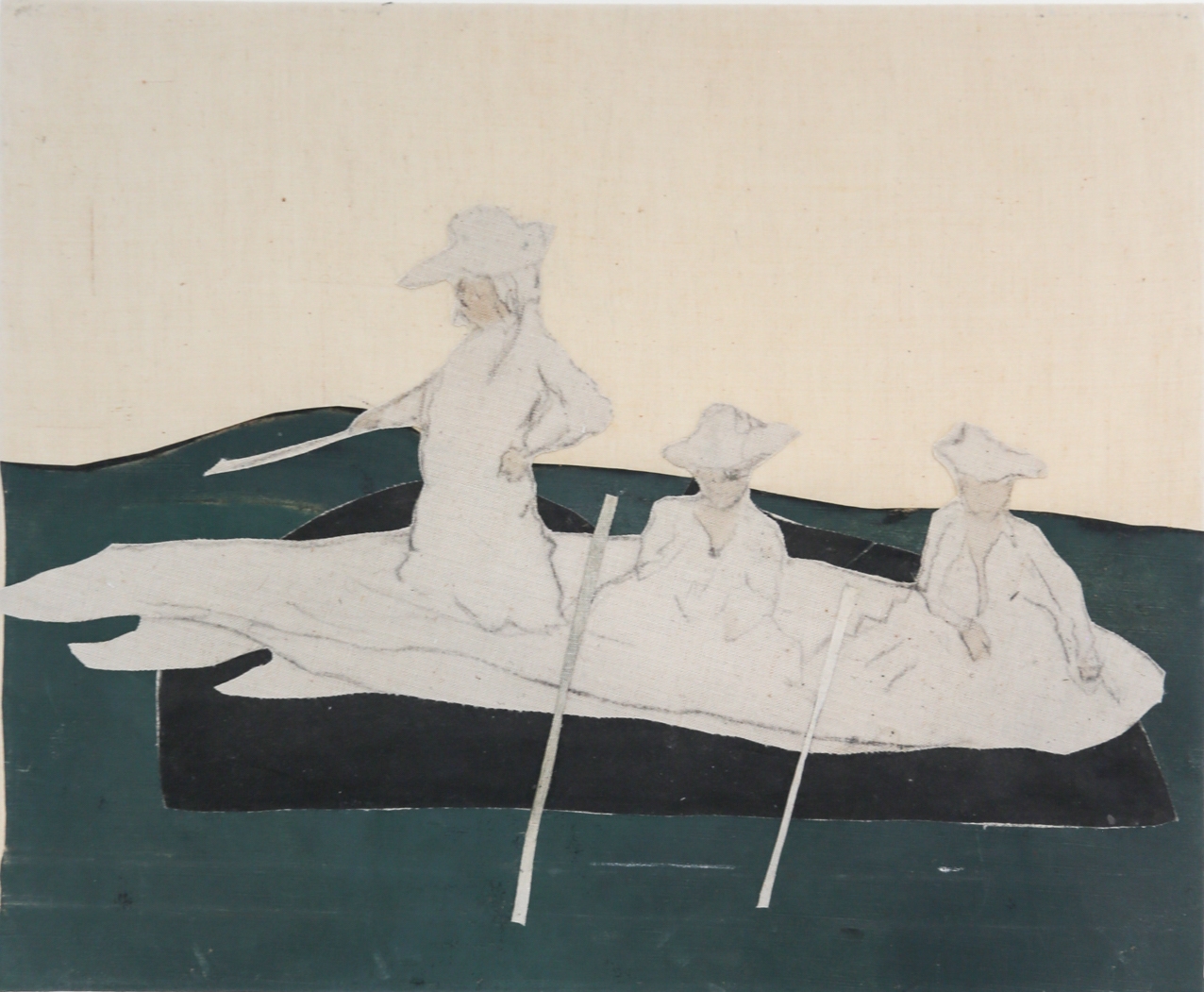 Trois femmes sur une barque